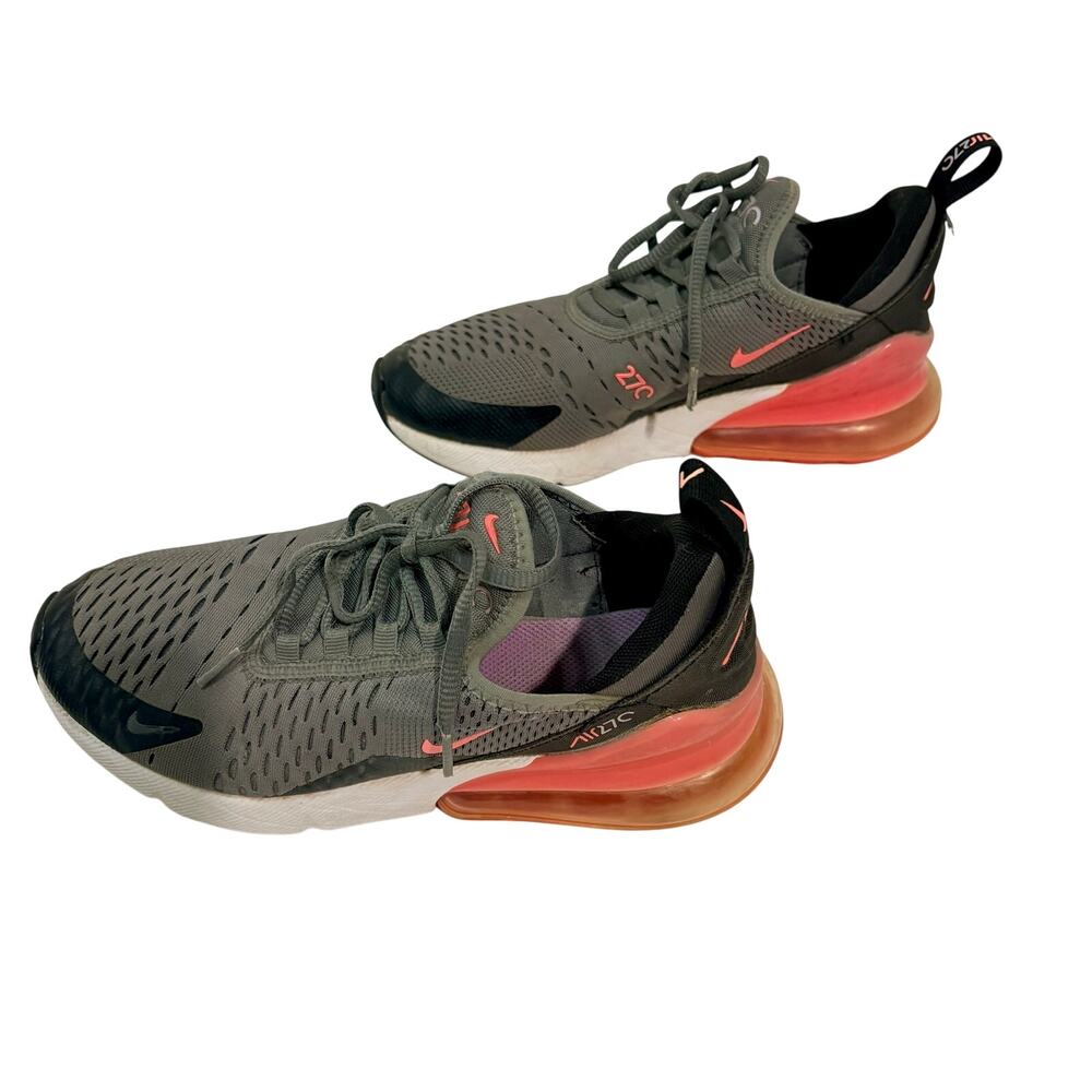 Nike Girls Air Max 270 Sneakers Smoke Grey Hyper Pink Youth 4Y Running Shoes EUC